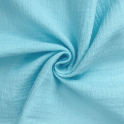 Ткань Муслин Жатый (Ширина 1,4м), цвет Небесно-голубой (на отрез) в Луховицах