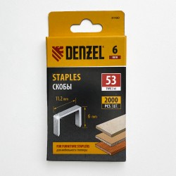 Denzel Скобы, 6 мм, для мебельного степлера, тип 53, 2000 шт. в Луховицах