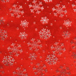 Ткань Искусственный Мех Коротковорсовый 190 гр/м2 (Ширина 150см), принт Снежинки на красном в Луховицах